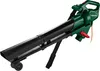 A green and black electric leaf blower with a red trigger and a black strap, shown against a white background. Produktbild-Vorschau