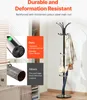 A coat rack is shown with text highlighting its durability and comparing its construction to inferior alternatives. Anteprima dell’immagine prodotto