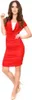 Damen Kleid Wasserfallausschnitt Raffungen; Rot Produktbild-Vorschau 3