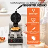 A person is using a waffle maker, with text overlays highlighting its features. Anteprima dell’immagine prodotto