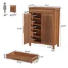 Diagrams and dimensions of a wooden shoe cabinet with a drawer. Náhľad obrázku produktu