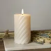 LED Echtwachskerze Flamme Swirl Batterie und Timer beige Produktbild-Vorschau 2