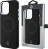 A product shot of a black Mercedes-Benz phone case in its packaging, displayed next to the case itself. Produktbild-Vorschau