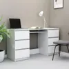 A modern white desk with drawers, a laptop, a book, and a desk lamp. Anteprima dell’immagine prodotto