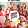 A collage of images showing children receiving and opening gifts, with a product box in the center. Produktbild-Vorschau