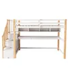 A loft bed with a desk and stairs, shown against a white background. Produktbild-Vorschau