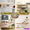 A collage of four images showing different applications of edge banding material, including kitchen construction, shelf building, furniture restoration, and a close-up of the product itself. Produktbild-Vorschau