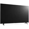 A black LG television set with its stand, shown from a side angle against a white background. Produktbild-Vorschau