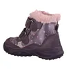 A single purple boot with pink polka dots and pink fur trim is shown against a white background. Produktbild-Vorschau