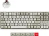 A mechanical keyboard and a keyboard switch are shown against a white background. Produktbild-Vorschau