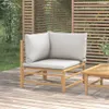 vidaXL Garten Ecksofa mit Hellgrauen Kissen Bambus - Garten Produktbild-Vorschau 2