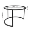 A black metal table base with dimensions indicated by measurement lines and text. Produktbild-Vorschau