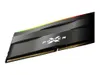 A close-up, angled shot of a computer RAM module with RGB lighting. Produktbild-Vorschau
