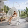 Hängesessel mit Gestell Rattan Korb Hängekorb Polyrattan Produktbild-Vorschau 1