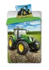 A bedding set with a tractor design, featuring a pillow and duvet cover. Produktbild-Vorschau