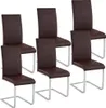 A set of four brown dining chairs with silver legs, arranged in two rows. Náhled obrázku produktu