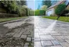 A split image showing a dirty driveway on the left and a clean, pressure-washed driveway on the right. Náhľad obrázku produktu