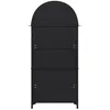 A tall, black cabinet with a curved top is shown from the front. Voir les images du produit