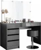 A modern vanity table with a mirror and stool, set against a white background. Produktbild-Vorschau