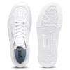A top-down view of a pair of white Puma sneakers, one shoe shown from the top and the other from the sole. Produktbild-Vorschau