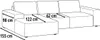 A line drawing of a sectional sofa with dimensions indicated. Náhled obrázku produktu