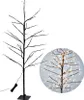 A black artificial tree with white LED lights, shown with a close-up inset. Podgląd zdjęcia produktu