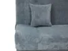 A close-up view of a gray sofa with a small pillow on it. Produktbild-Vorschau