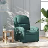 A dark green recliner chair is placed on a white rug in a room with natural light streaming in from a window. Podgląd zdjęcia produktu