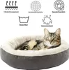Katzenbett rund 55cm grau weiß kuschelig weich Plüsch Produktbild-Vorschau 1