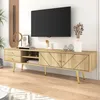 Fortuna Lai 160 cm Meuble TV avec pieds dorés, deux tiroirs Voir les images du produit 6