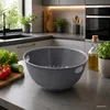 Rührschüssel mit Deckel + Salatseiher Sieb Grau Kunststoff Produktbild-Vorschau 5