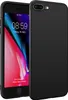A black silicone phone case is shown next to an iPhone. Produktbild-Vorschau