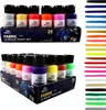 A collage showing two boxes of fabric paint sets and a swatch of colors. Podgląd zdjęcia produktu