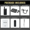 A collage of product images showing the contents of a walkie-talkie package. Náhled obrázku produktu