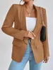 ASKSA Damen Blazer Revers Einfarbig Casual Cardigan Langarm Produktbild-Vorschau 3