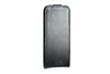A black flip cover case for a smartphone is shown against a white background. Náhľad obrázku produktu