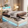 Letto singolo 90x200 cm con contenitore, letto imbottito Anteprima dell’immagine prodotto 1