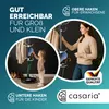 A marketing image showing a coat rack with a woman and a child interacting with it, highlighting its accessibility for different heights. Anteprima dell’immagine prodotto