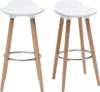 Two white bar stools with wooden legs are shown against a white background. Produktbild-Vorschau