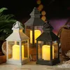 LED Laterne mit Kerze - warmweiss flackernde LED - H- 23cm - Batteriebetrieb - grau Produktbild-Vorschau