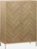 A wooden cabinet with a herringbone pattern and metal legs. Produktbild-Vorschau