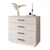 A beige dresser with black handles is shown against a white background. Decorative items are placed on top. Náhled obrázku produktu