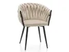A beige upholstered chair with black legs is shown against a white background. Podgląd zdjęcia produktu