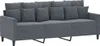 A dark gray velvet sofa with multiple cushions, shown from the front. Produktbild-Vorschau