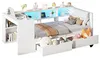 Lit plateforme en bois avec bureau intégré, étagère à Voir les images du produit 6