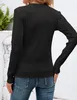 ASKSA Damen T-Shirt Rundhals Plissee Langarmshirts Basic Produktbild-Vorschau 4