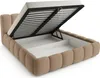 A bed frame with its mattress support open, revealing storage space underneath. Produktbild-Vorschau