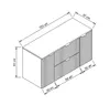A technical drawing of a cabinet with dimensions indicated. Náhled obrázku produktu