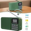A collage of two images of a green portable radio, one showing the top and the other showing the front, with graphic elements and text overlays. Produktbild-Vorschau