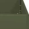 A close-up view of the corner of a green planter box, showing the metal construction and rivets. Produktbild-Vorschau